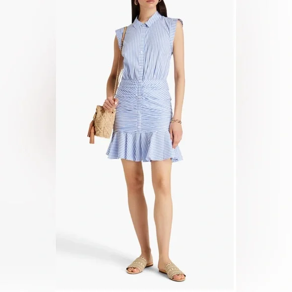 NWT VERONICA BEARD Bell Button Down Ruched Dress Shirt dress Sz 6 - Picture 1 of 11
